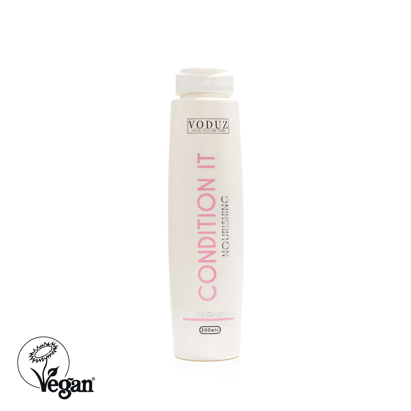VODUZ Condition It shampoo bottle on a white background with 'Vegan' label.